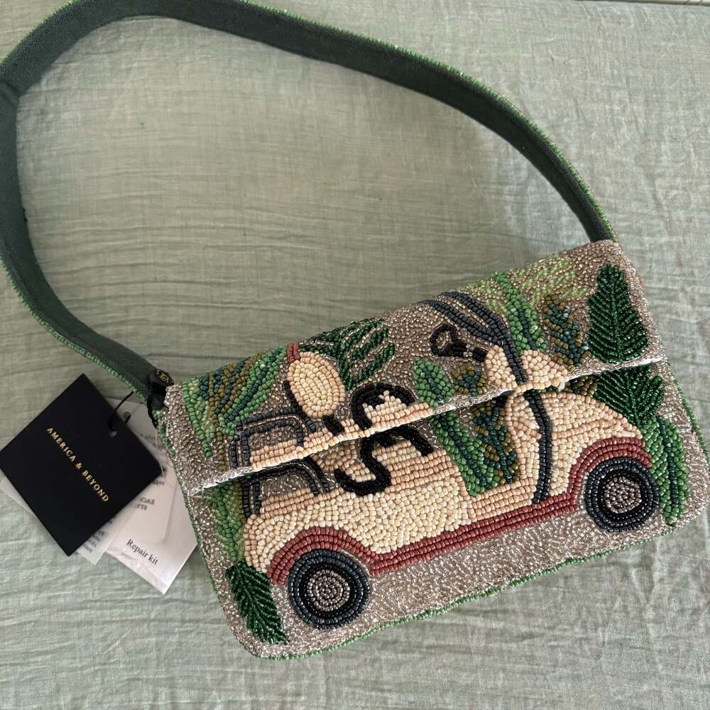 America & Beyond Tropi Cart Beaded Shoulder Bag NWT